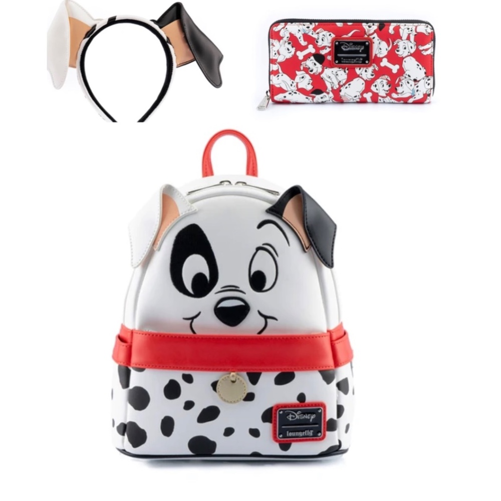 Loungefly Disney 101 Dalmatians 60th Anniversary Cosplay Backpack, Wallet & Ears